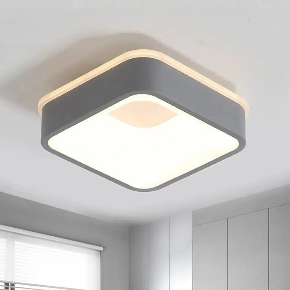 Modern Nordic LED Ceiling Light in Grey/White: Triangle, Round, or Square Design