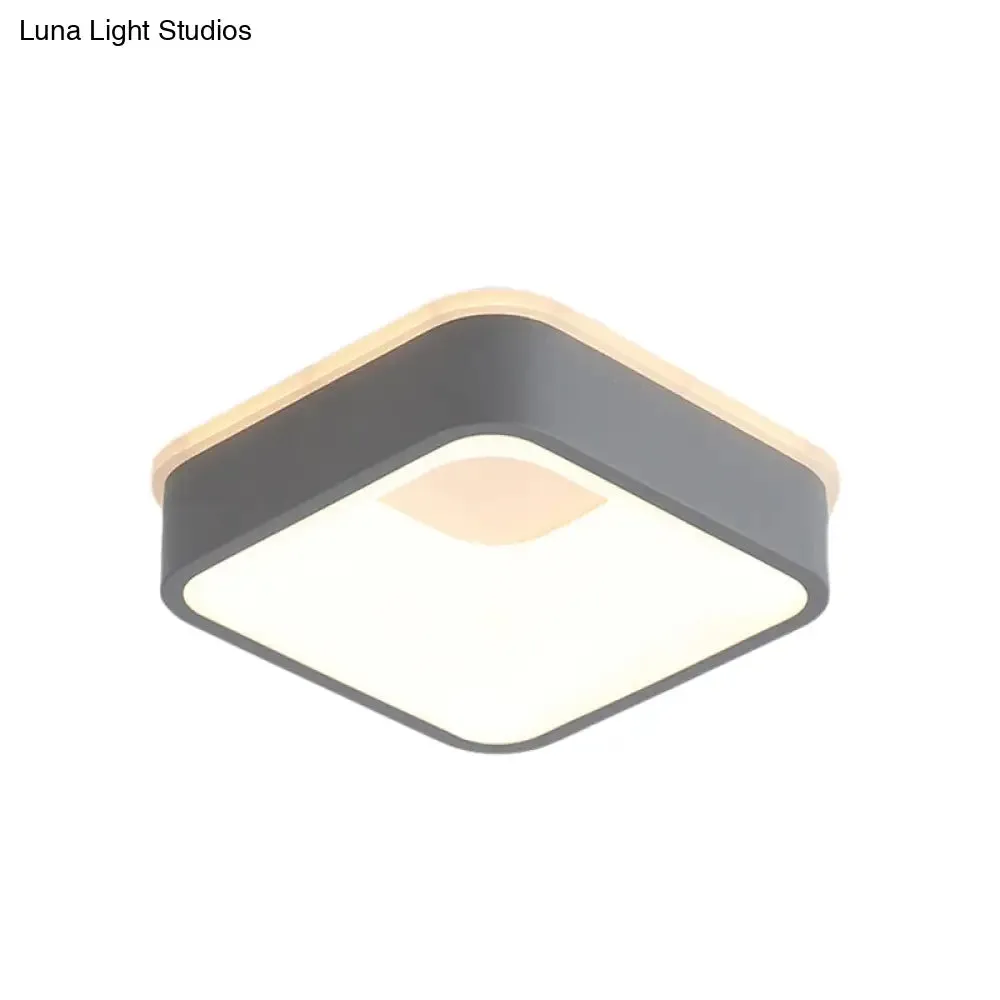 Modern Nordic LED Ceiling Light in Grey/White: Triangle, Round, or Square Design