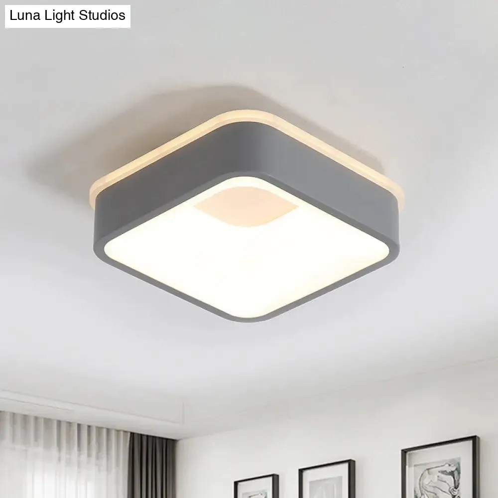 Modern Nordic LED Ceiling Light in Grey/White: Triangle, Round, or Square Design