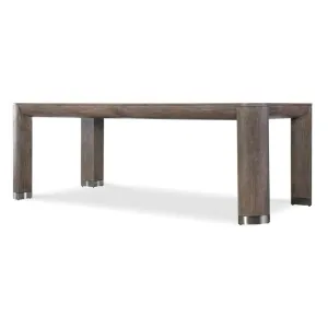 Modern Rectangle Extension Dining Table with Leaf Brown Color 86 inch