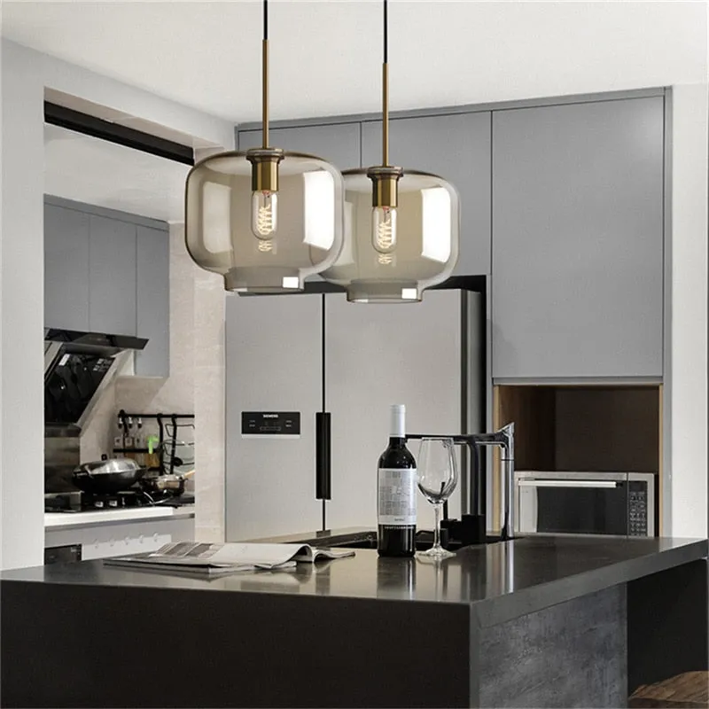 Modern Simple Led Pendant Light Glass Hanging Lamp