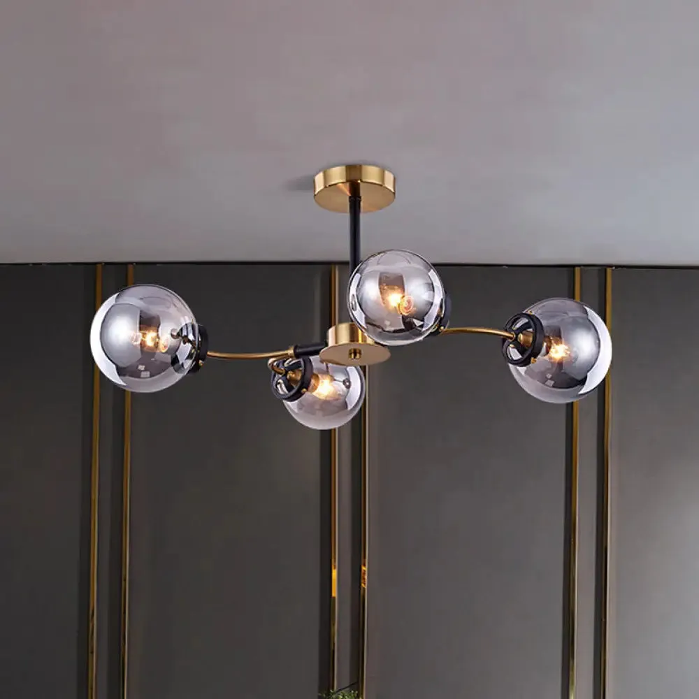 Modern Smoke Gray Bubble Chandelier - 4/6 Light Ceiling Hanging Light for Restaurants