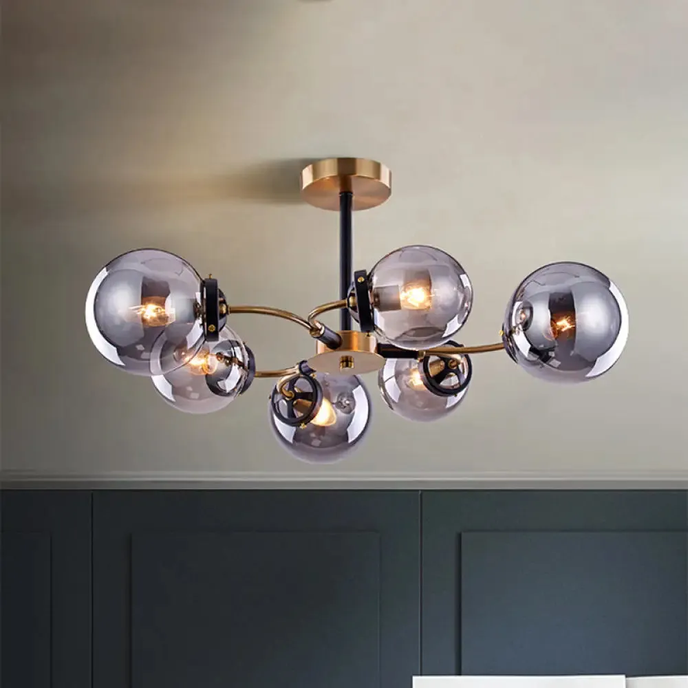 Modern Smoke Gray Bubble Chandelier - 4/6 Light Ceiling Hanging Light for Restaurants