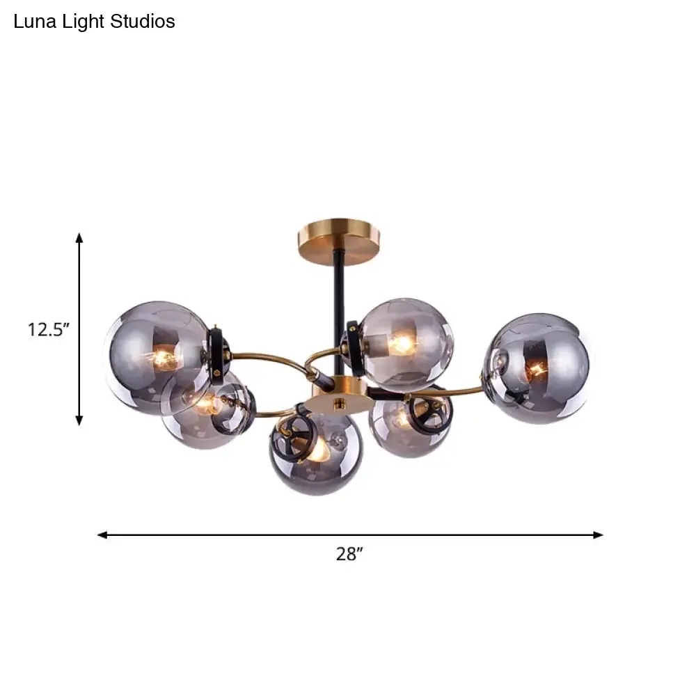 Modern Smoke Gray Bubble Chandelier - 4/6 Light Ceiling Hanging Light for Restaurants