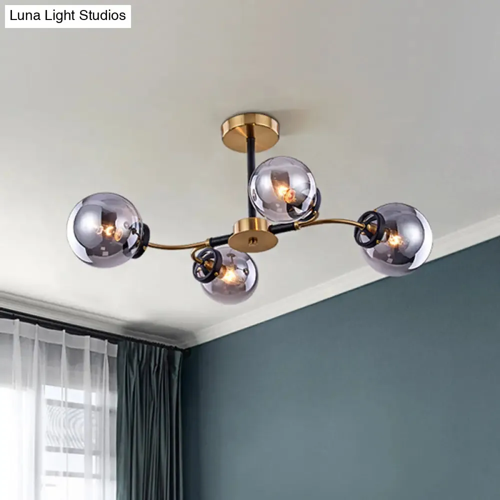 Modern Smoke Gray Bubble Chandelier - 4/6 Light Ceiling Hanging Light for Restaurants