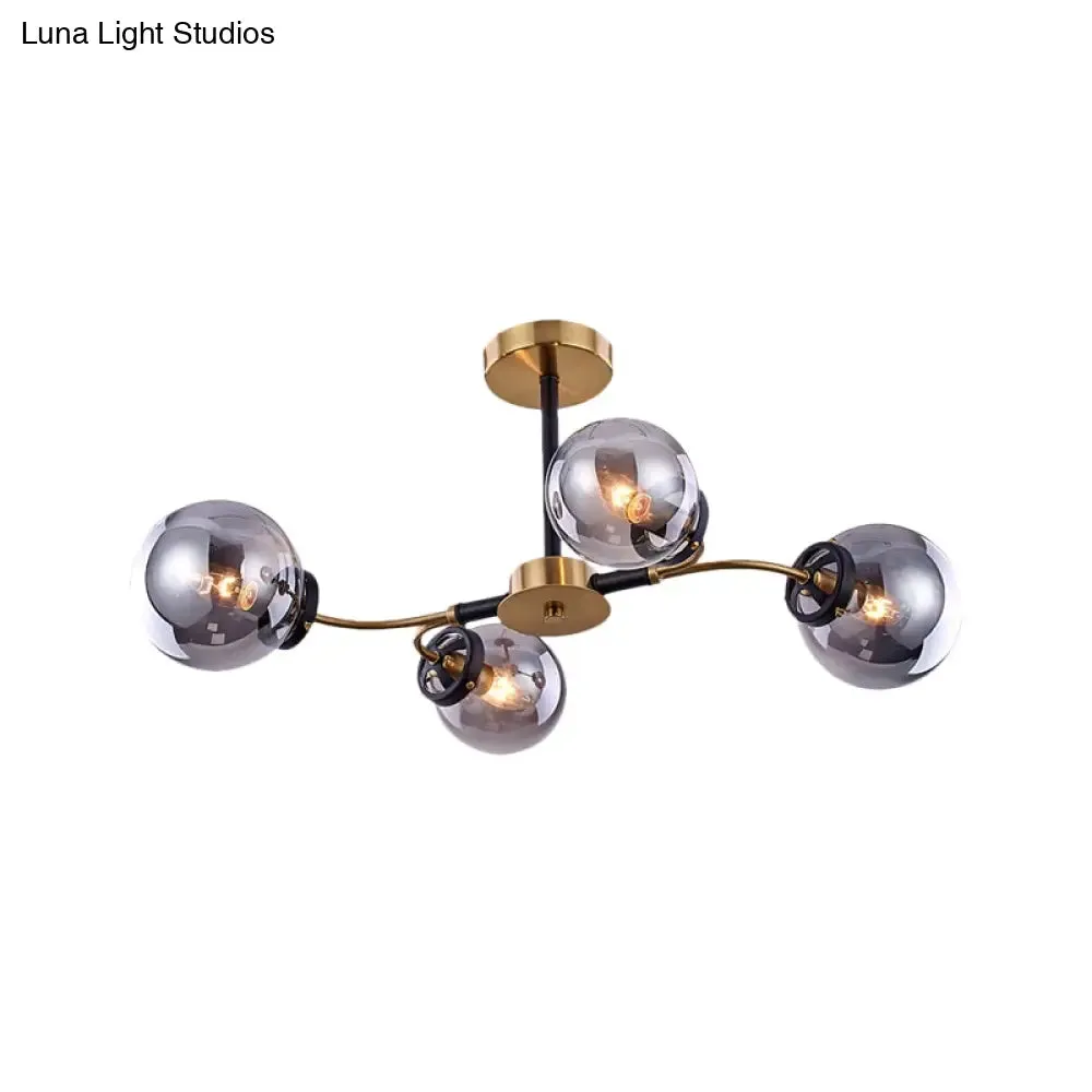 Modern Smoke Gray Bubble Chandelier - 4/6 Light Ceiling Hanging Light for Restaurants