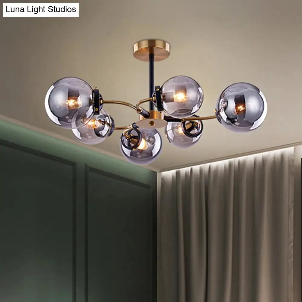 Modern Smoke Gray Bubble Chandelier - 4/6 Light Ceiling Hanging Light for Restaurants