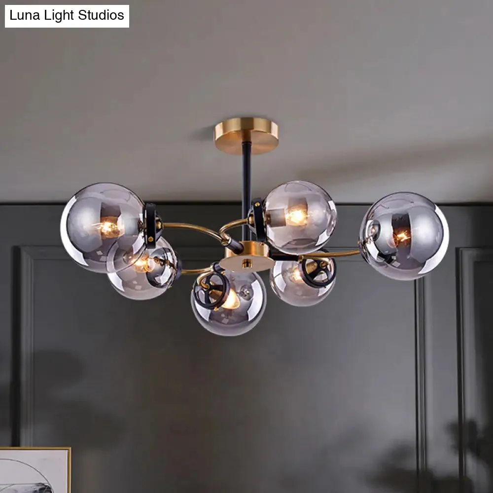 Modern Smoke Gray Bubble Chandelier - 4/6 Light Ceiling Hanging Light for Restaurants