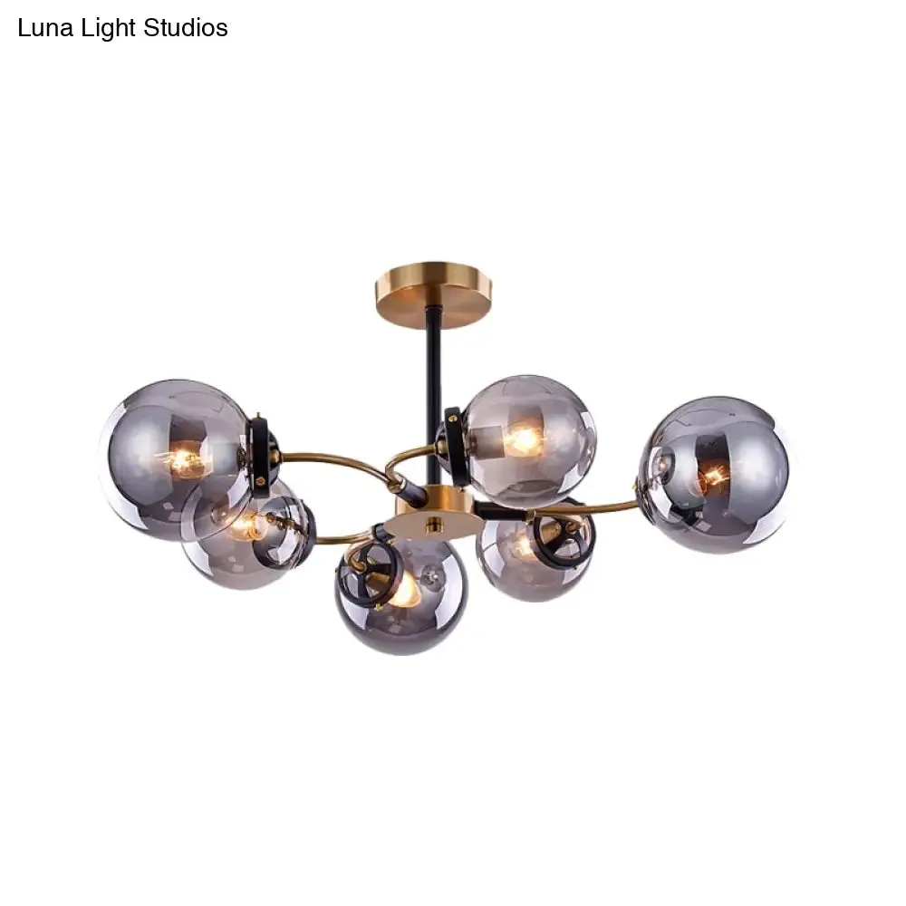 Modern Smoke Gray Bubble Chandelier - 4/6 Light Ceiling Hanging Light for Restaurants