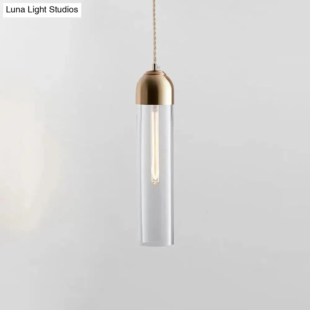 Modern Tubular Pendant Light - Sleek Glass Dining Room Lamp