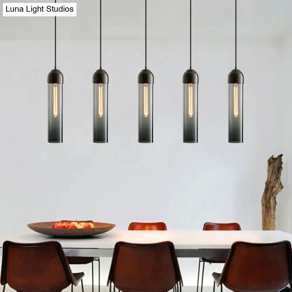 Modern Tubular Pendant Light - Sleek Glass Dining Room Lamp