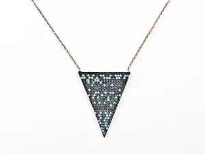 Modern Unique Colorful Pattern Triangular Shaped Silver Necklace