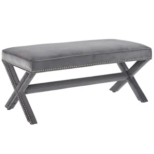 Modern Upholstered Performance Rivet Velvet Corner Bench - Entryway Living Room Bench