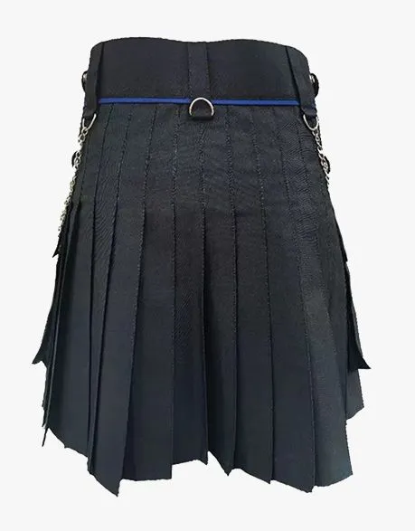 Modern Utility Kilt in Black with Chains by Lautremont