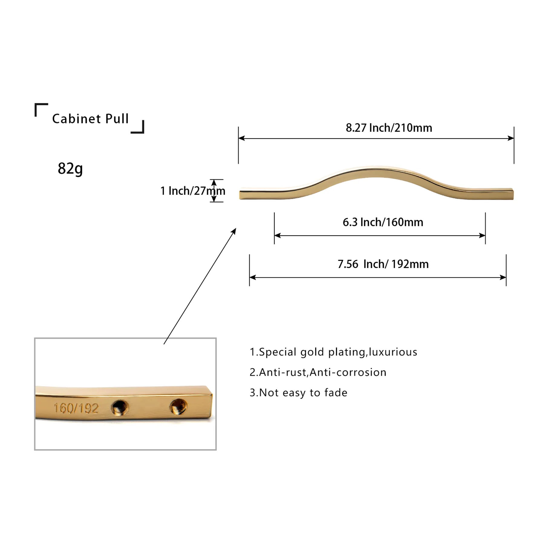 Modern Wardrobe Cabinet Pulls Luxurious Drawer Pull Dual Mount