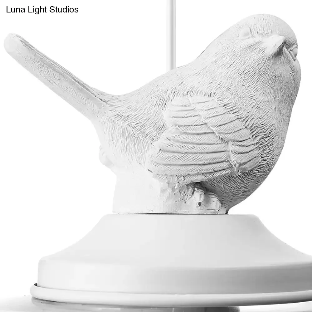 Modernist 5-Light Clear Glass Pendant with Bird Design - Cylindrical Shape