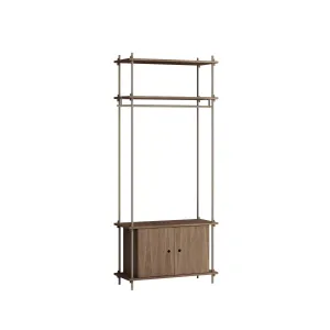 MOEBE single shelving system with cabinet and clothes rail