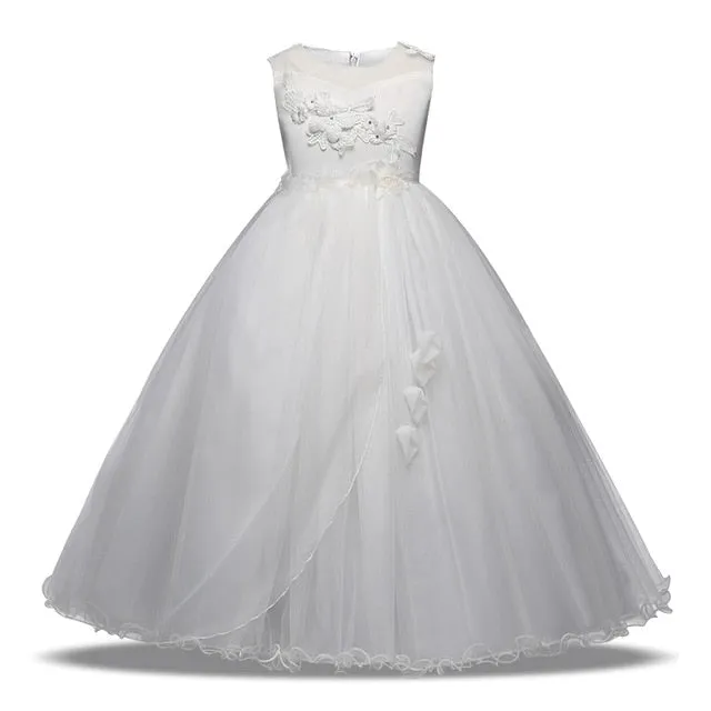 MOF Kids girls dress wedding tulle lace long