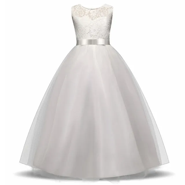 MOF Kids girls dress wedding tulle lace long