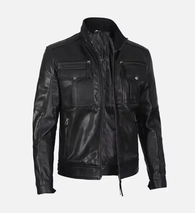 Moffit Men's Cafe Racer Real Leather Jacket