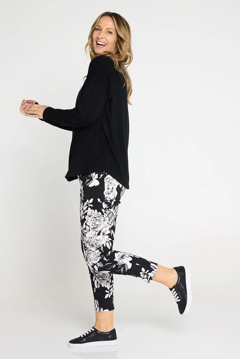 Moira Pants - Black/White Floral