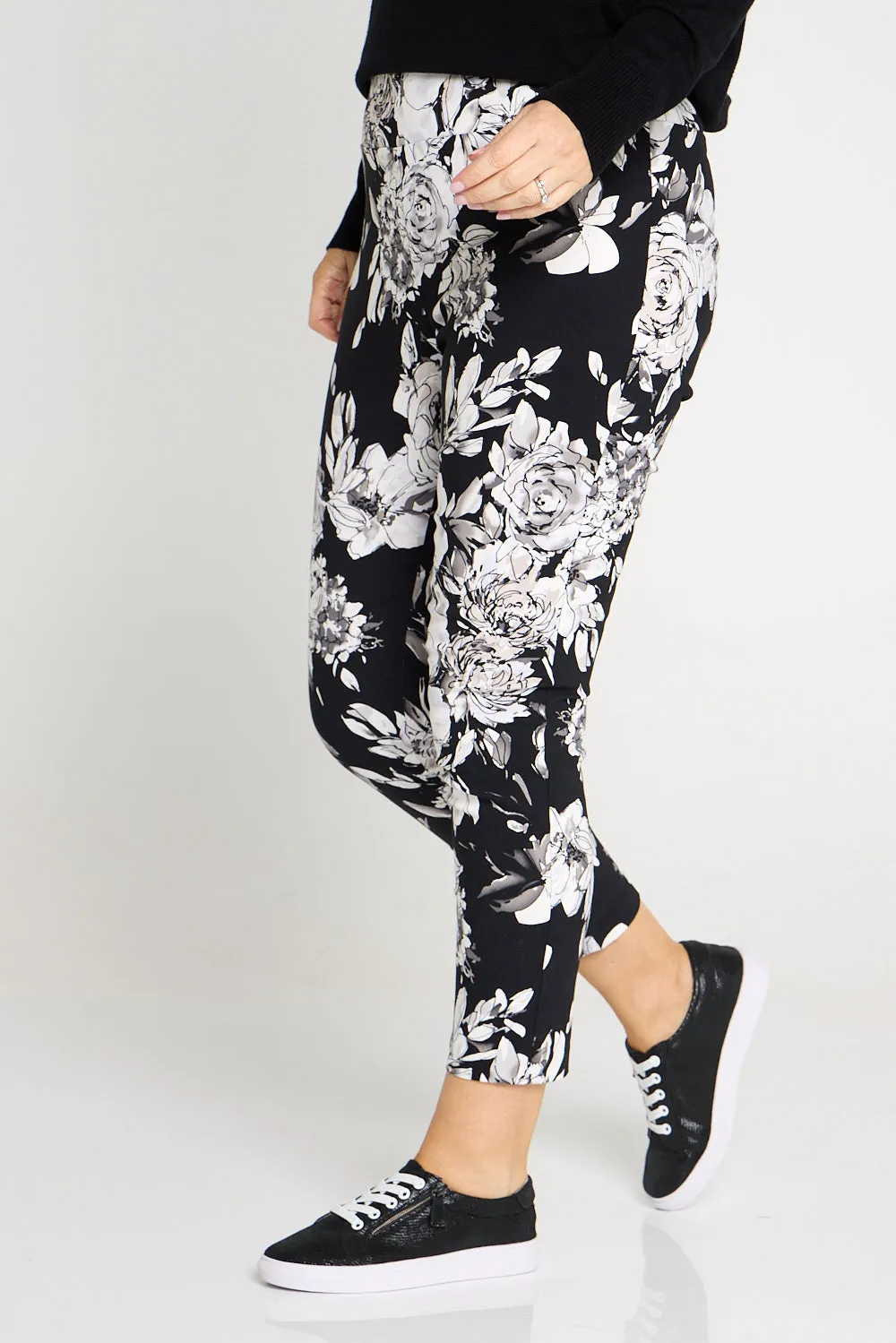 Moira Pants - Black/White Floral