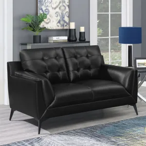 Moira Upholstered Tufted Loveseat with Track Arms Black