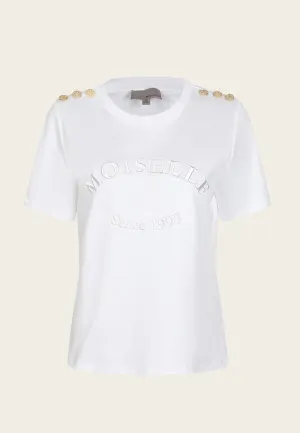 MOISELLE Embroidered White T-Shirt