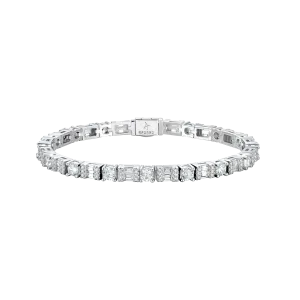 Moissanite Baguette and Round Cut Scattered Tennis Bracelet - 7mm