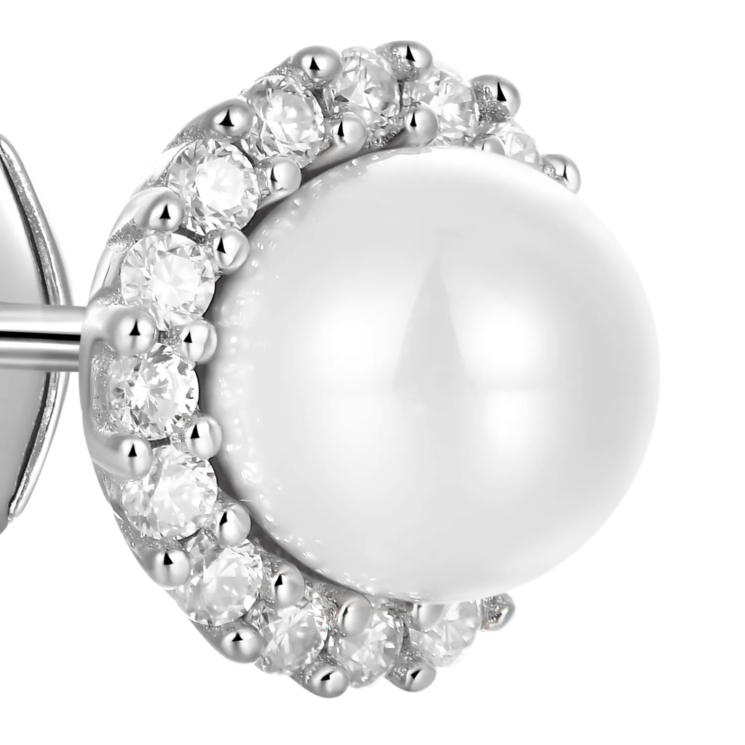 Moissanite Pearl Stud Earring-Single