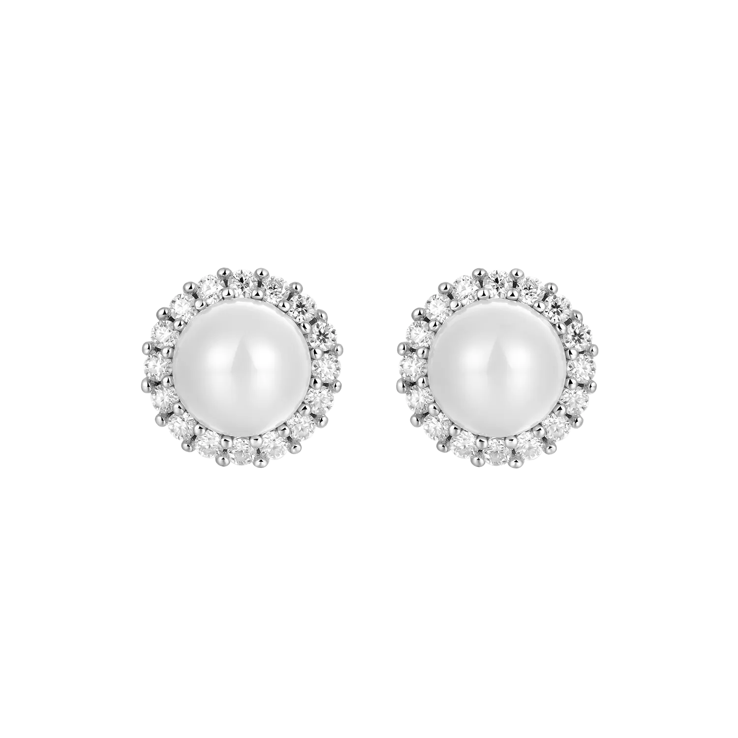 Moissanite Pearl Stud Earring-Single