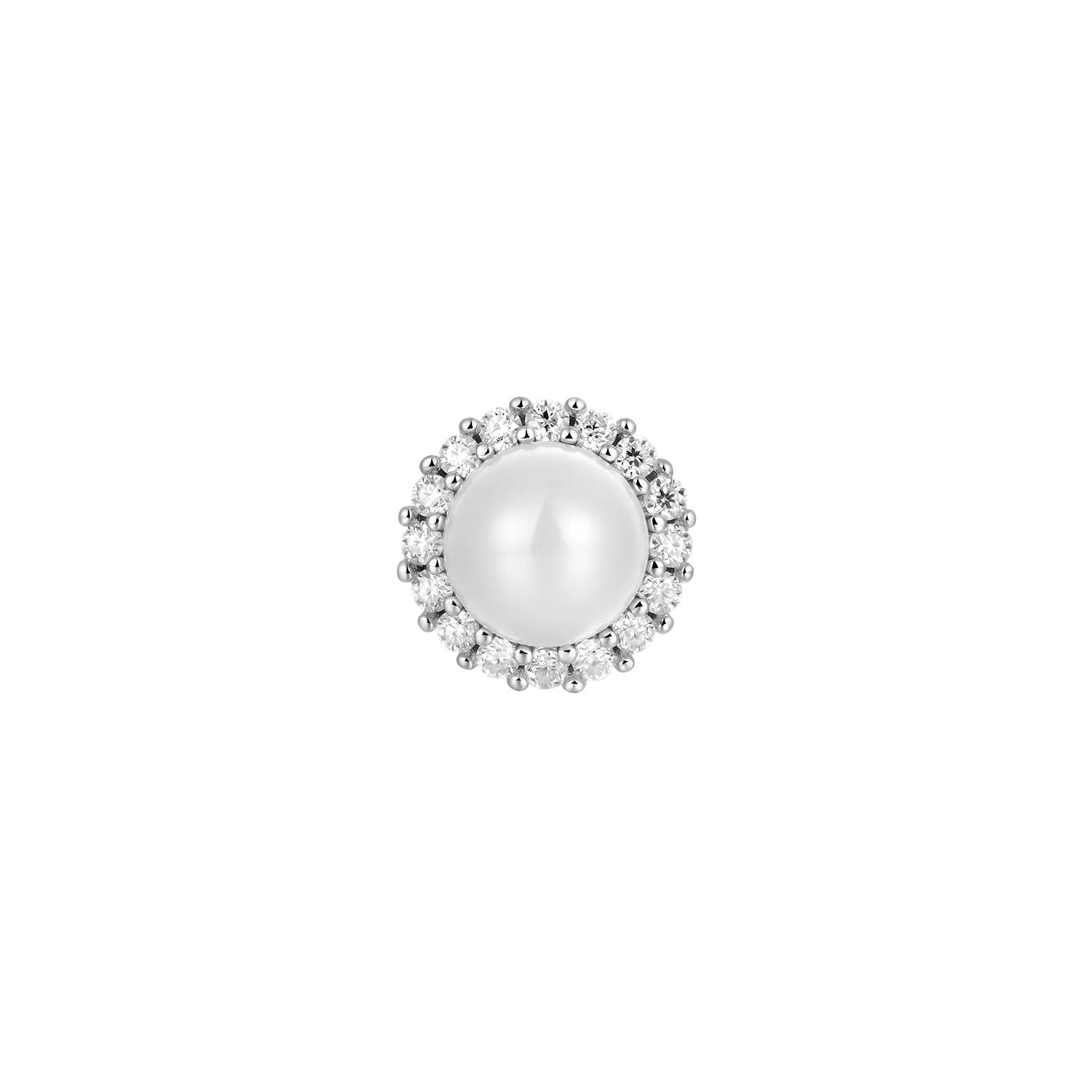 Moissanite Pearl Stud Earring-Single