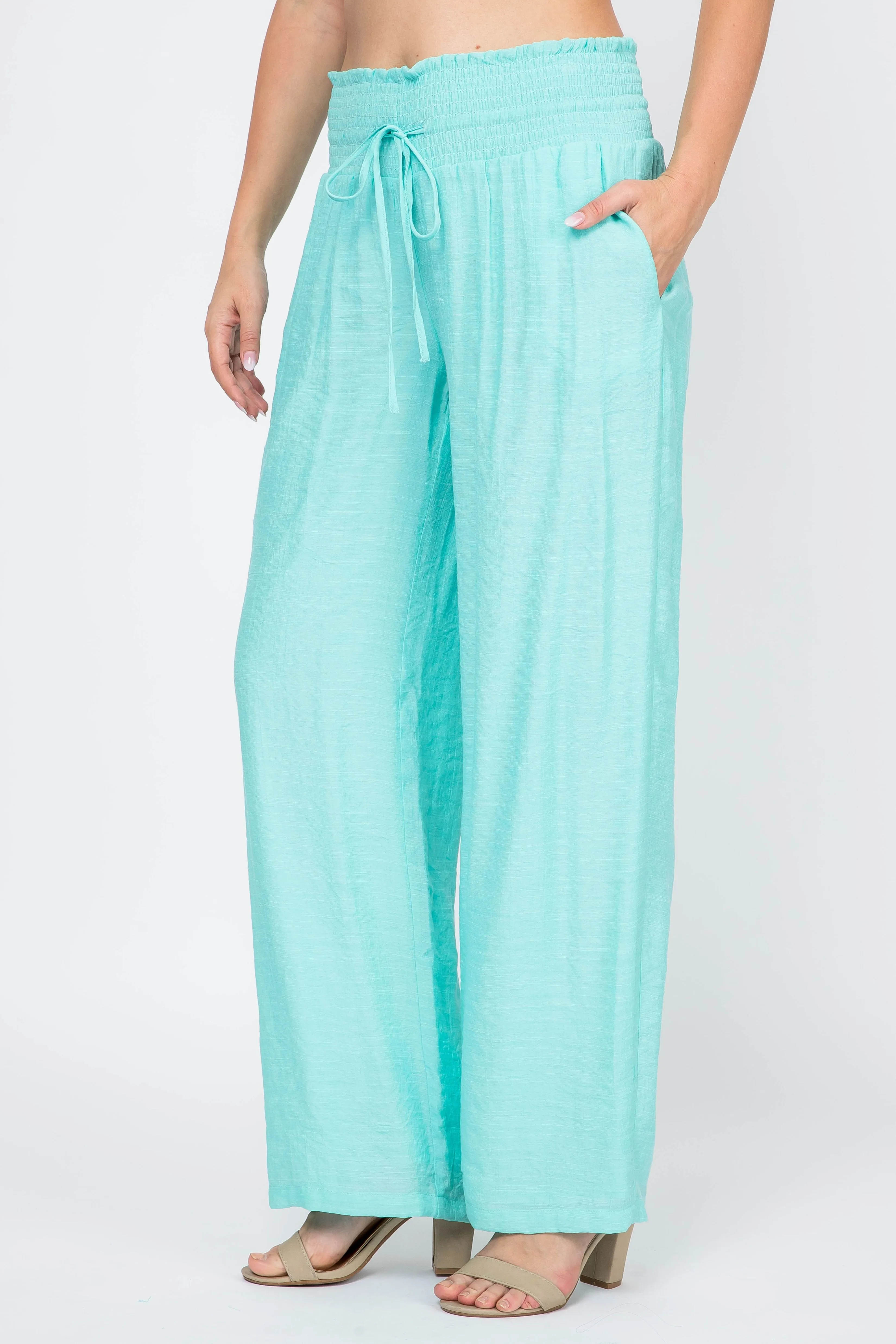 Mojito Women's Casual Resort Wear Drawstring Palazzo Pant