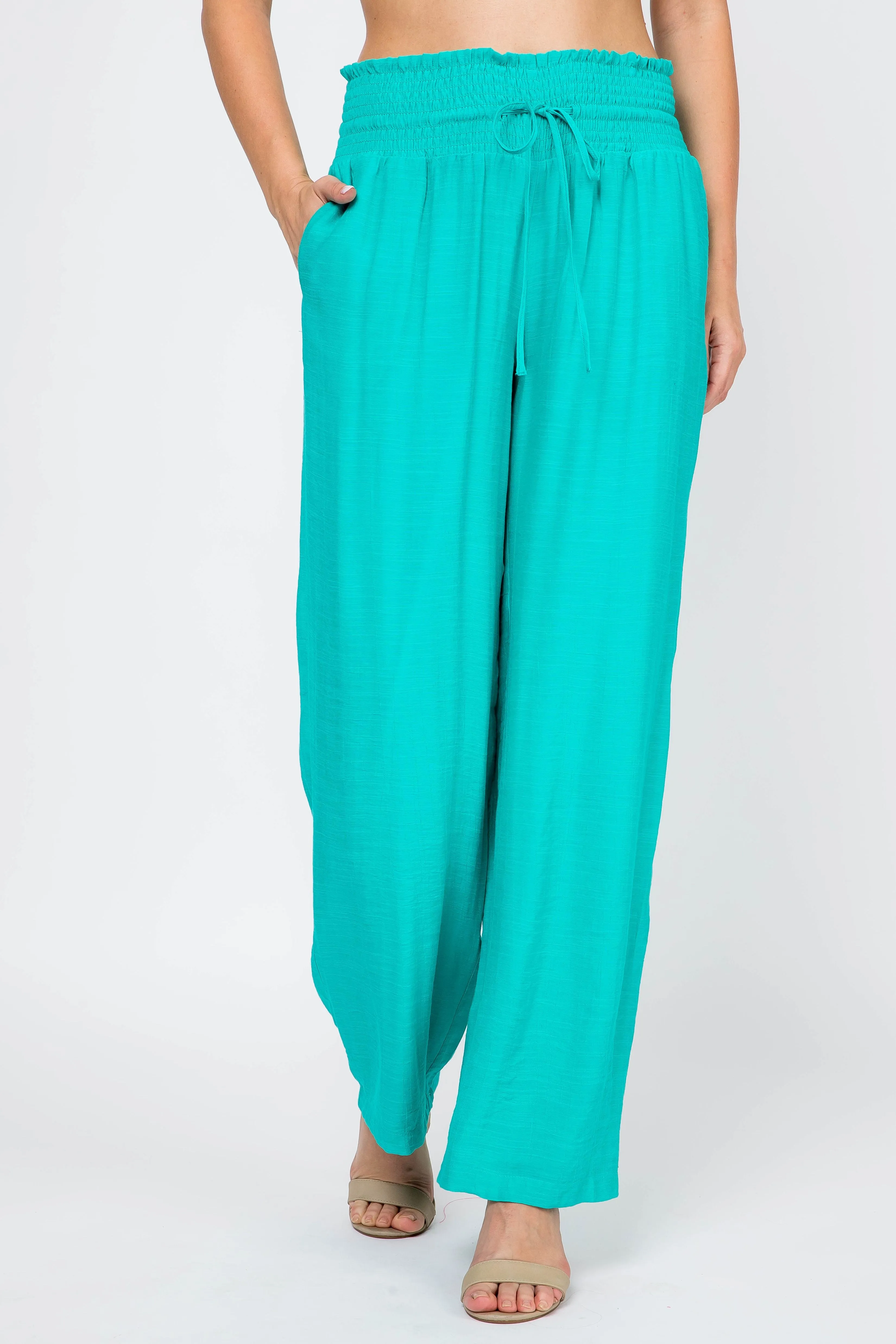 Mojito Women's Casual Resort Wear Drawstring Palazzo Pant