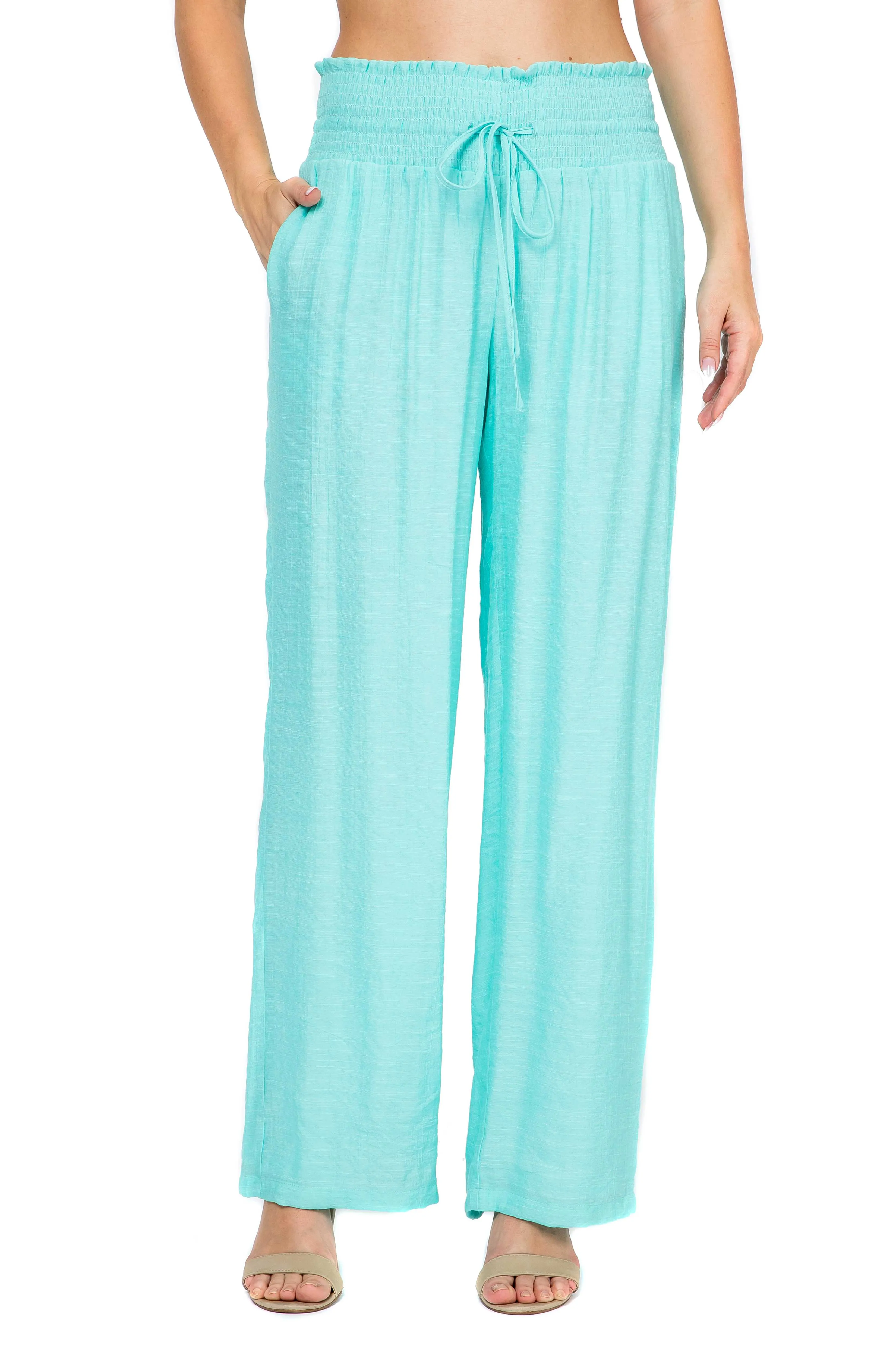 Mojito Women's Casual Resort Wear Drawstring Palazzo Pant