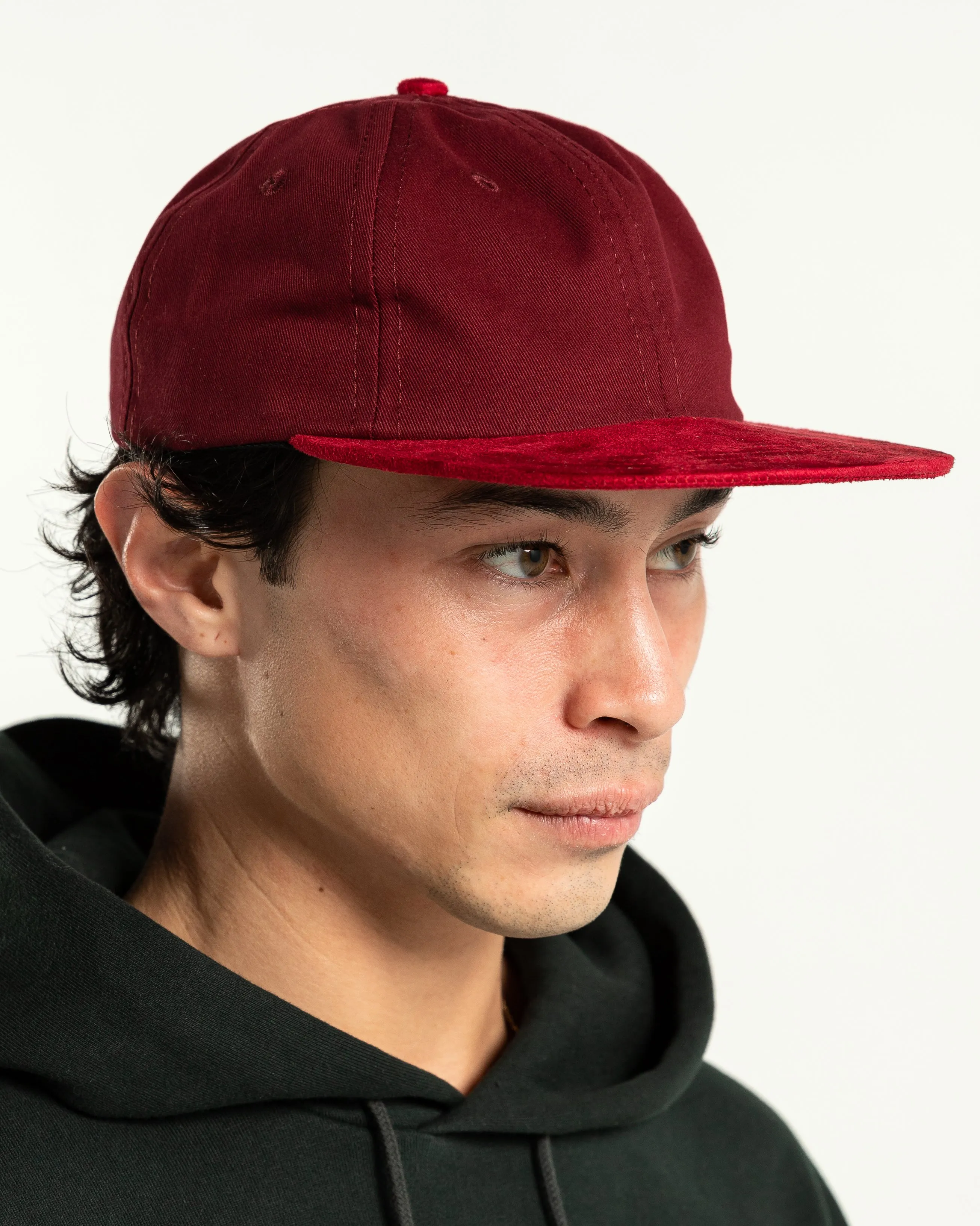 Moleskin Suede Six Panel in Red