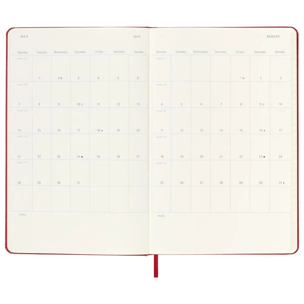 Moleskine 2025 Agenda - Weekly, Large Hardcover, Red