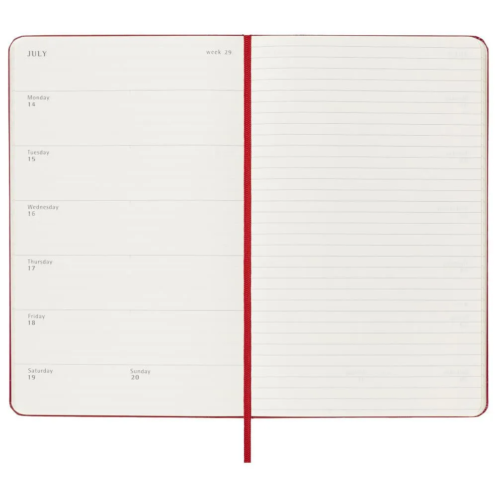 Moleskine 2025 Agenda - Weekly, Large Hardcover, Red