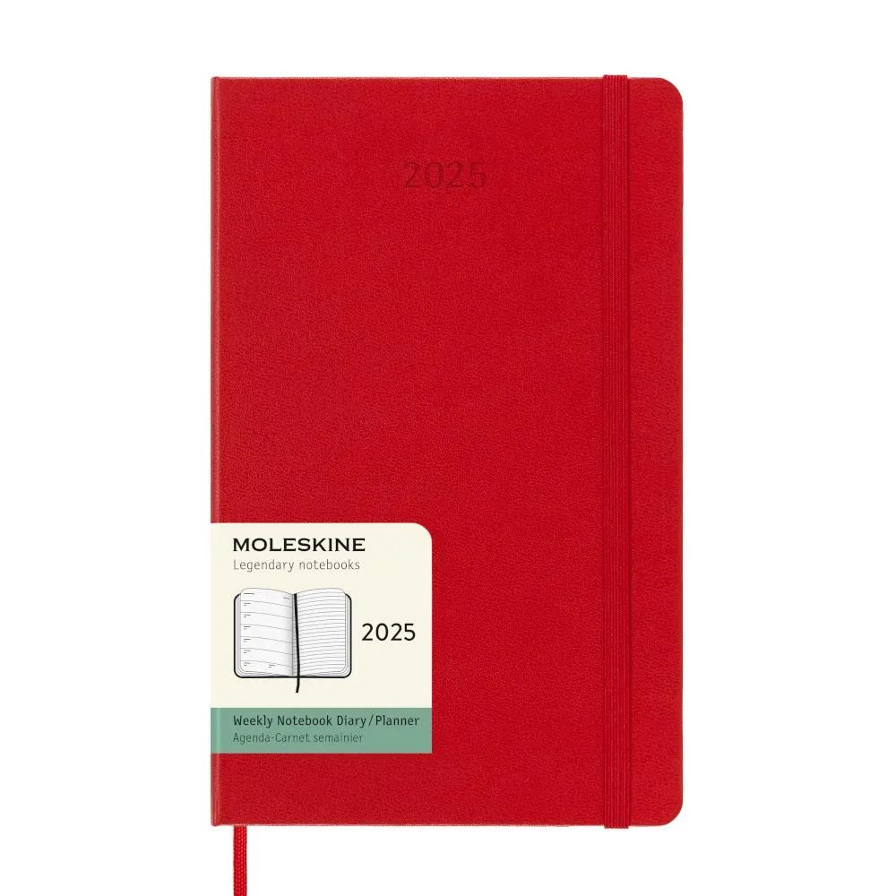 Moleskine 2025 Agenda - Weekly, Large Hardcover, Red