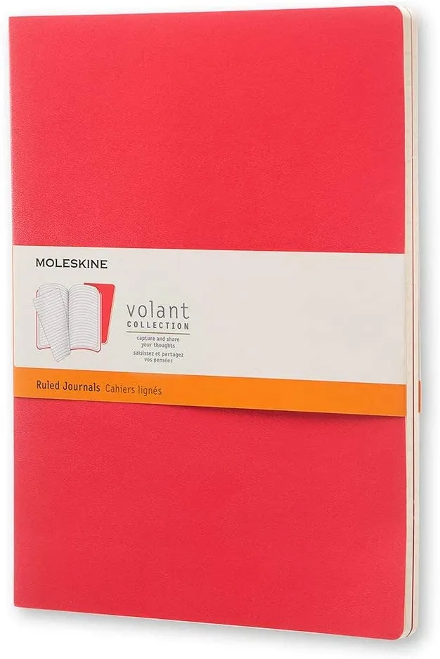 Moleskine Volant Ruled Extra Large Notebook Set of 2 Scarlet Red