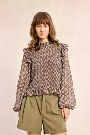 Molly Bracken Khaki Blouse - Pink Floral