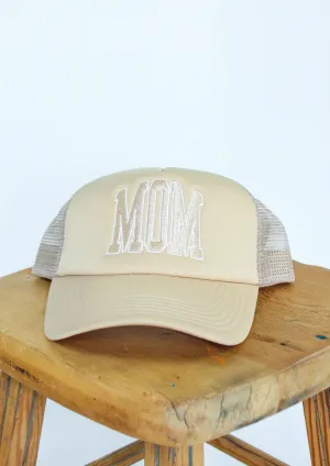 Mom Block Trucker Hat - Tan