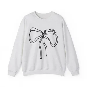 MOM Grey Bow Oversized Pullover Crewneck Sweatshirt