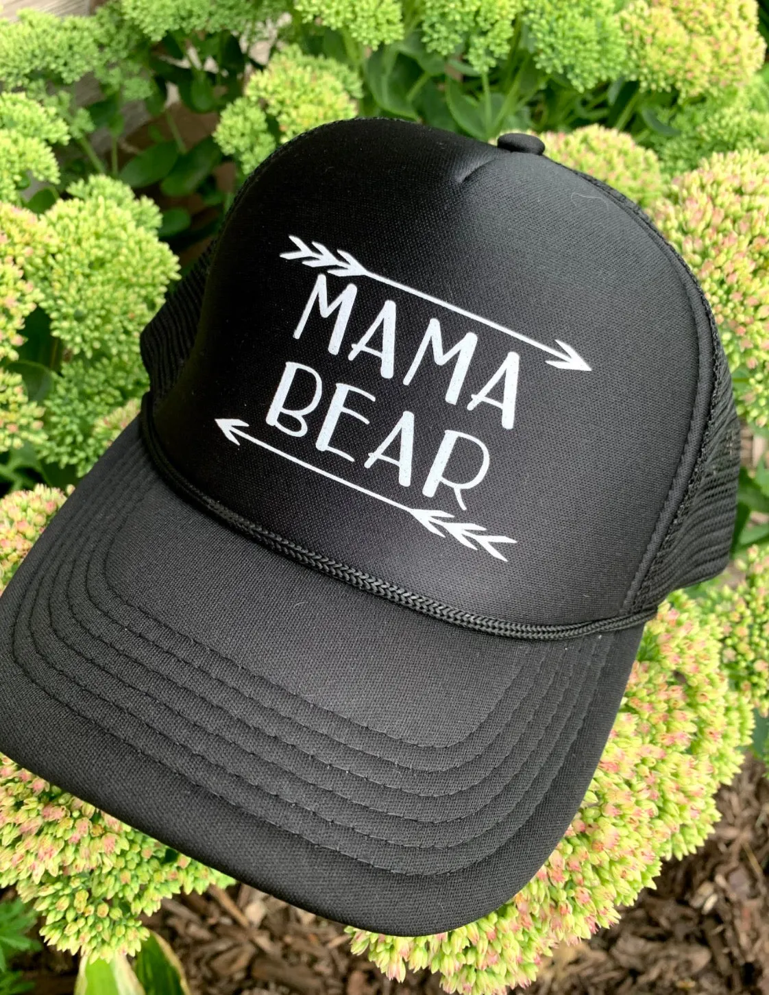 Mom hats Mama bear Baby bear Embroidered distressed womens trucker caps Buffalo plaid