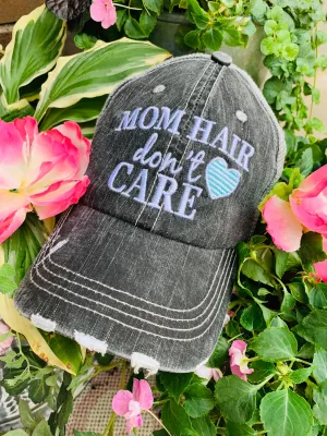 Mom hats Mom hair dont care Embroidered trucker womens baseball caps Teal pink heart