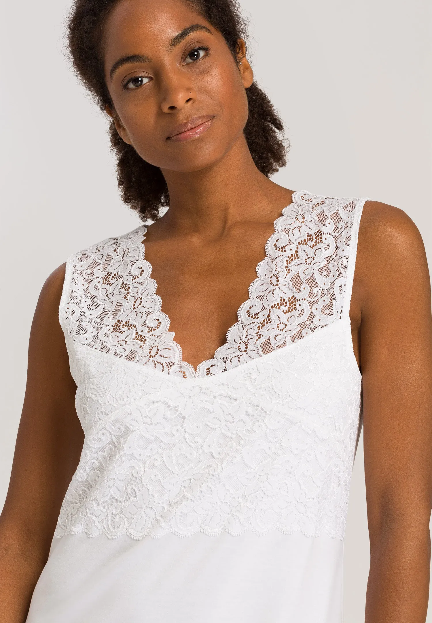 Moments V-Neck Cotton Tank Nightgown | White 77929-101