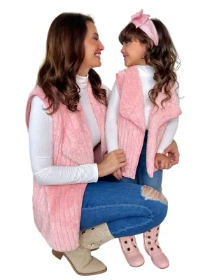 Mommy And Me Blush Cozy Faux Fur Vest