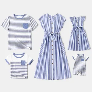 Mommy and Me Family Matching Dress Striped Mother Daughter Sleeveless Dresses