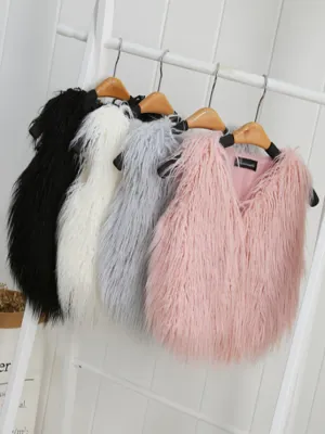 Mommy and Me Frill Faux Fur Vests