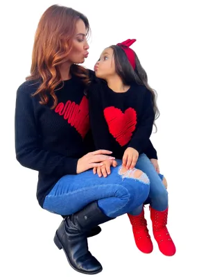 Mommy And Me Love Note Red Heart Sweater